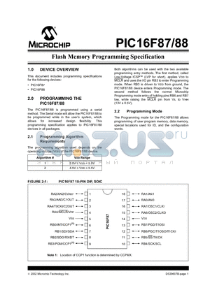 PIC16F87 datasheet - Flash Memory Programming Specification