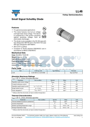 LL46 datasheet - Small Signal Schottky Diode