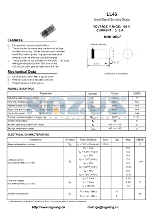 LL46 datasheet - Small Signal Schottky Diode