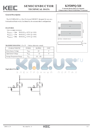 K3520PQ-XH datasheet - Common-Drain Dual N-Channel Enhancement Mode Field Effect Transistor