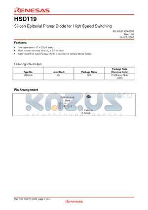 HSD119 datasheet - Silicon Epitaxial Planar Diode for High Speed Switching