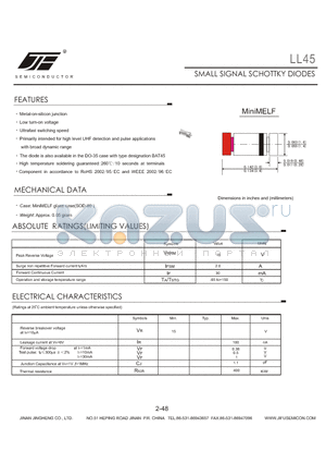 LL45 datasheet - SMALL SIGNAL SCHOTTKY DIODES