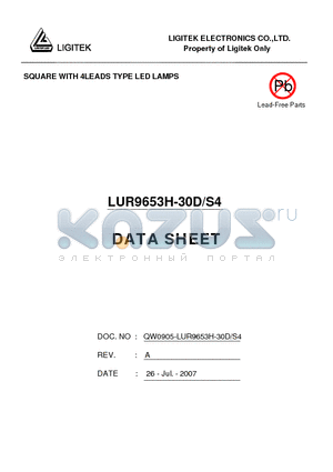 LUR9653H-30D/S4 datasheet - SQUARE WITH 4LEADS TYPE LED LAMPS
