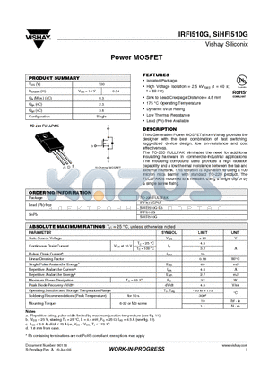 IRFI510G datasheet - Power MOSFET