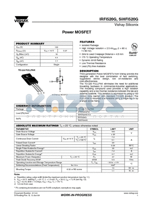 IRFI520GPBF datasheet - Power MOSFET