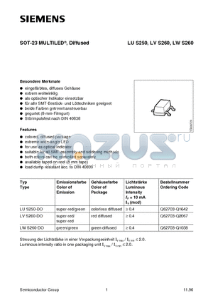 LUS250 datasheet - SOT-23 MULTILED, Diffused