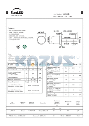 LUS81D datasheet - 8mm ROUND LED LAMP
