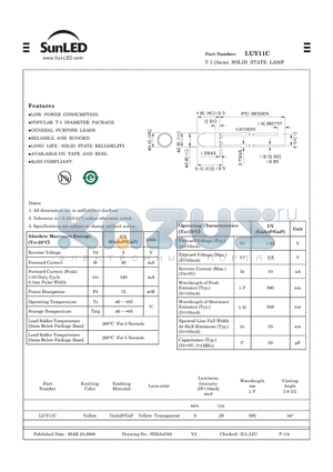 LUY11C datasheet - T-1 (3mm) SOLID STATE LAMP