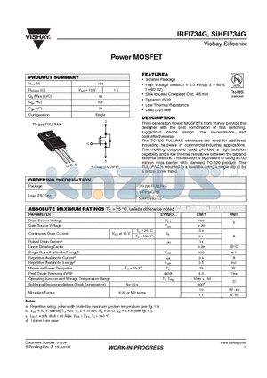 IRFI734GPBF datasheet - Power MOSFET