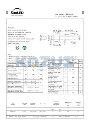 LUY11W datasheet - T-1 (3mm) SOLID STATE LAMP