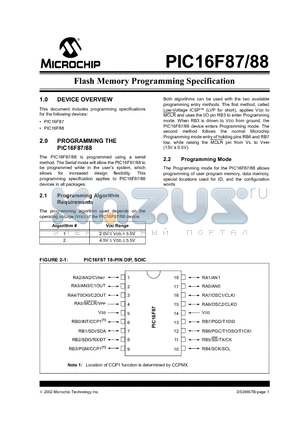 PIC16F88 datasheet - Flash Memory Programming Specification