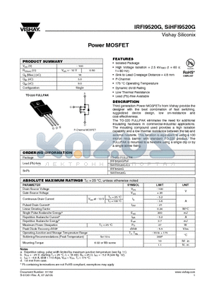 IRFI9520G datasheet - Power MOSFET