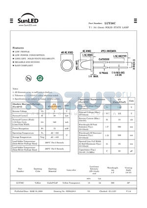 LUY56C datasheet - T-1 3/4 (5mm) SOLID STATE LAMP