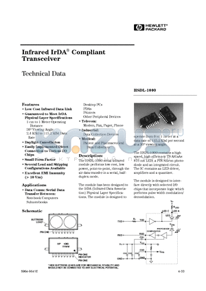 HSDL-1000 datasheet - Infrared IrDA Compliant Transceiver