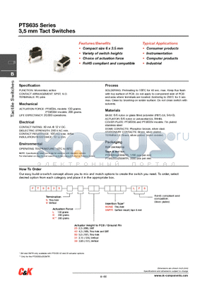 PTS635 datasheet - 3,5 mm Tact Switches