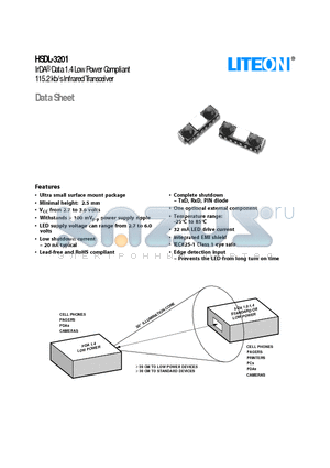 HSDL-3201 datasheet - IrDA^ Data 1.4 Low Power Compliant 115.2 kb/s Infrared Transceiver