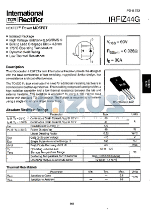 IRFIZ44G datasheet - HEXFET POWER MOSFET