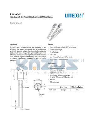 HSDL-4261 datasheet - Property of LITE-ON Only