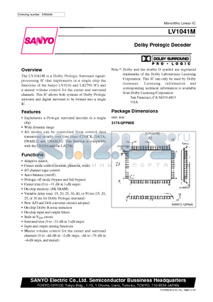 LV1041 datasheet - Dolby Prologic Decoder