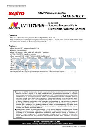 LV1117N datasheet - Surround Processor ICs for Electronic Volume Control