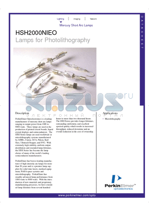 HSH2000NIEO datasheet - Lamps for Photolithography