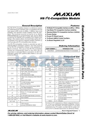 HSI2CMOD datasheet - Evaluates: HS I2C-Compatible Parts