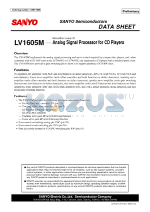 LV1605M datasheet - Monolithic Linear IC Analog Signal Processor for CD Players