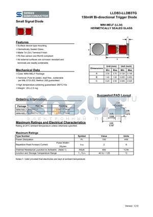 LLDB3L1 datasheet - 150mW Bi-directional Trigger Diode