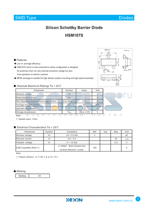 HSM107S datasheet - Silicon Schottky Barrier Diode