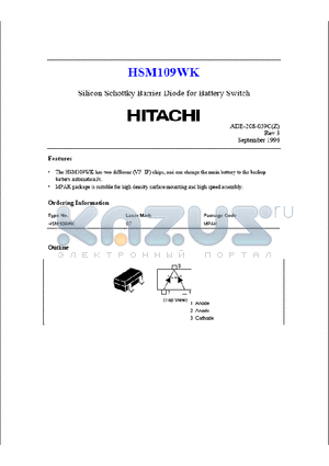 HSM109WK datasheet - Silicon Schottky Barrier Diode for Battery Switch