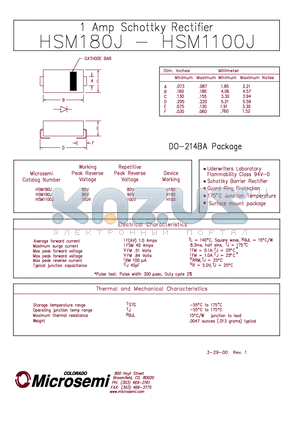 HSM1100J datasheet - 1 Amp Schottky Rectifier