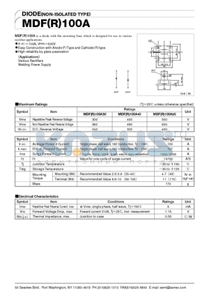 MDR100A30 datasheet - DIODE(NON-ISOLATED TYPE)