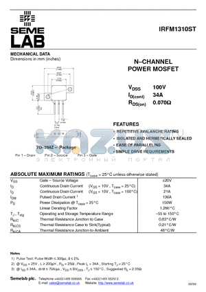 IRFM1310ST datasheet - N-CHANNEL POWER MOSFET