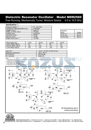 MDR2560 datasheet - Dielectric Resonator Oscillator