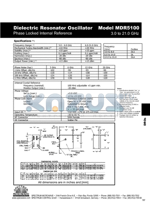 MDR5100 datasheet - Dielectric Resonator Oscillator