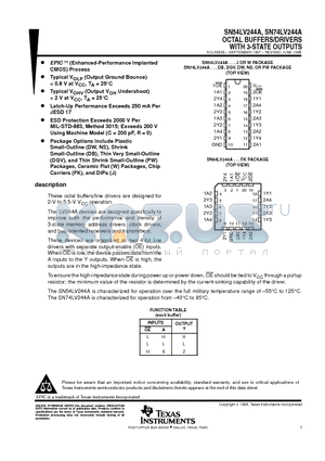 LV244 datasheet - OCTAL BUFFERS/DRIVERS WITH 3-STATE OUTPUTS