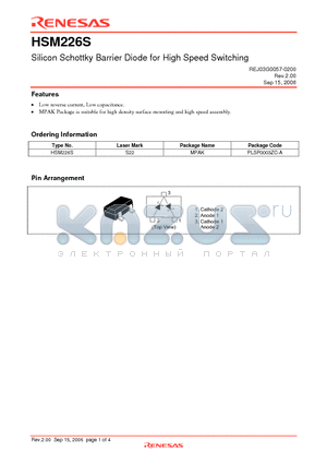 HSM226S_06 datasheet - Silicon Schottky Barrier Diode for High Speed Switching