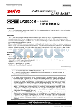 LV25300M datasheet - 1-chip Tuner IC