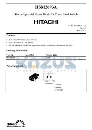 HSM2693A datasheet - Silicon Epitaxial Planar Diode for Tuner Band Switch