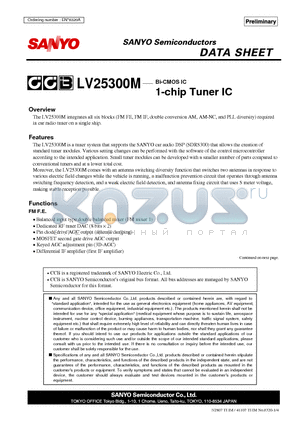 LV25300M_0711 datasheet - 1-chip Tuner IC