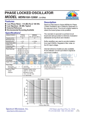 MDR6100-12000 datasheet - PHASE LOCKED OSCILLATOR