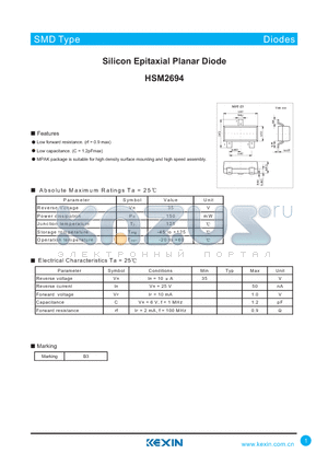 HSM2694 datasheet - Silicon Epitaxial Planar Diode