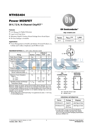 NTHS5404T1 datasheet - Power MOSFET