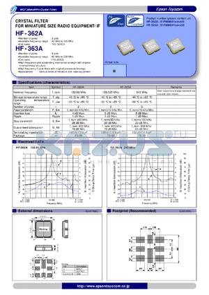 HF-362A datasheet - CRYSTAL FILTER FOR MINIATURE SIZE RADIO EQUIPMENT