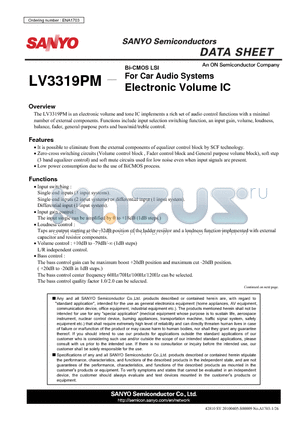 LV3319PM datasheet - For Car Audio Systems Electronic Volume IC