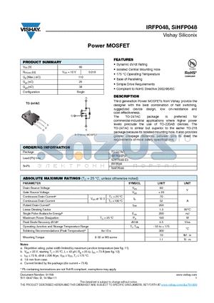 IRFP048 datasheet - Power MOSFET