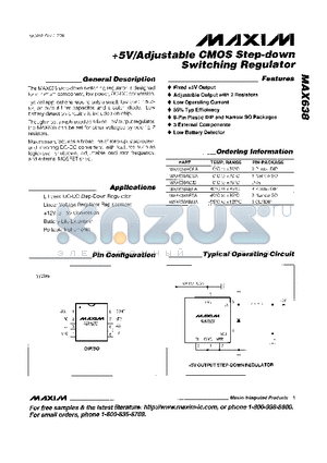 MAX638AC/D datasheet - 5V/Adjustable CMOS Step-down Switching Regulator