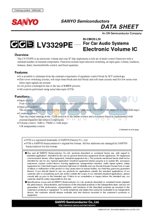 LV3329PE datasheet - For Car Audio Systems Electronic Volume IC