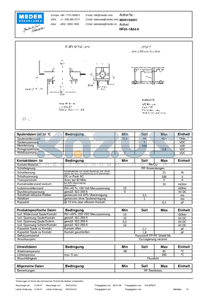 HF05-1A54-9_DE datasheet - (deutsch) HF Reed Relay