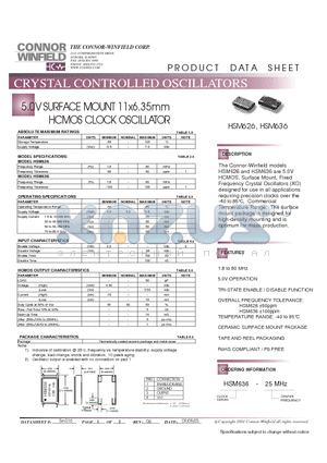 HSM636-25M datasheet - 5.0V SURFACE MOUNT 11x6.35mm HCMOS CLOCK OSCILLATOR